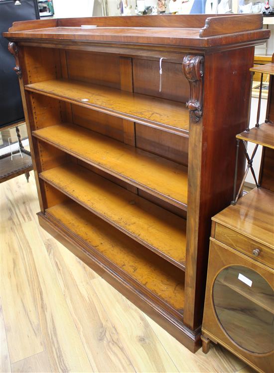 A Victorian mahogany open bookcase, W.140cm D.36cm H.134cm